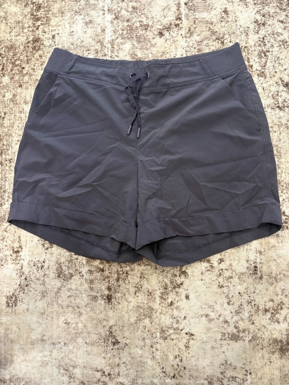 90 Degree by Reflex Charcoal Grey High Waist Drawstring Athletic Shorts Size L